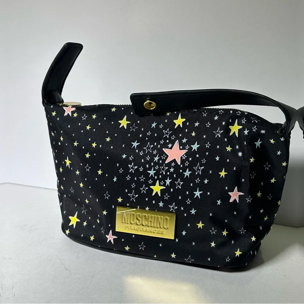 MOSCHINO Bag Pouch Makeup Train Case Clutch Travel Cosmetics Purse NEW - Picture 5 of 11